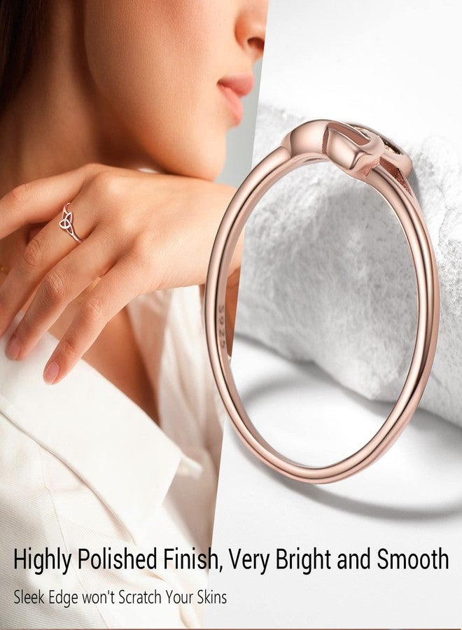 PROSILVER Rose Gold Rings For Women Sterling Silver Celtic Knot Pinky Ring Size 5 - Image 5